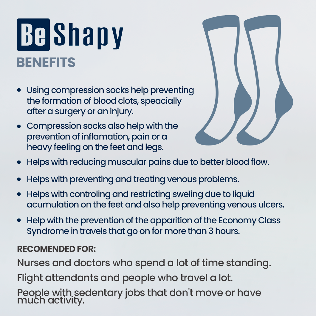 Be Shapy Socks 2 Pack High Leg Knee Compression Socks