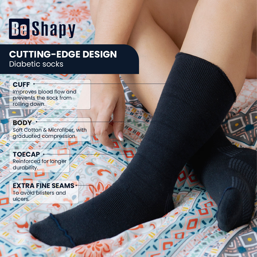 Be Shapy 3 Pack Mid Calf Diabetic Socks