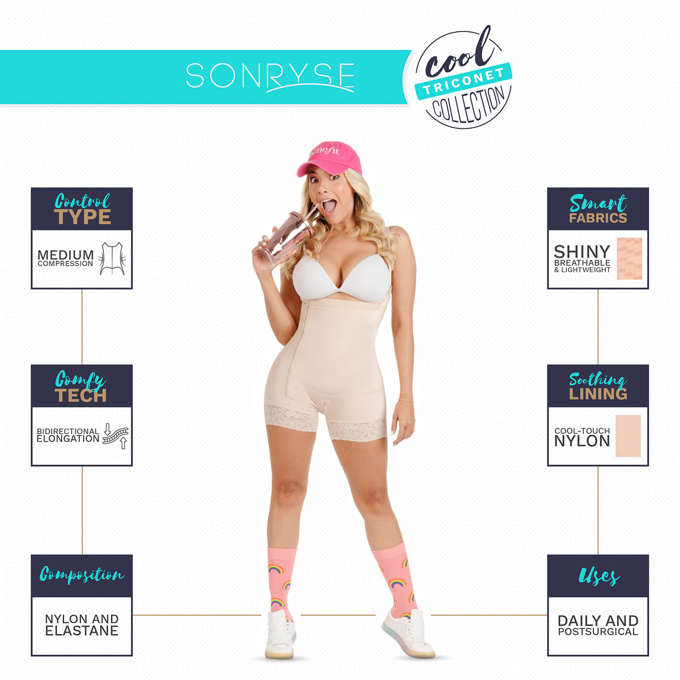 SONRYSE TR97ZF Post Surgery Mid-Thigh Open Bust Shapewear