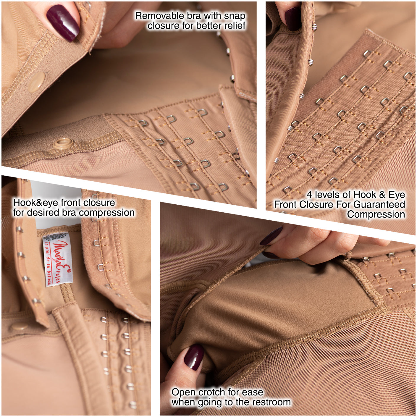 Fajas MariaE 9262 | Colombian Postpartum Full Body Body Shaper for Women | Knee Length & Bra - Pal Negocio