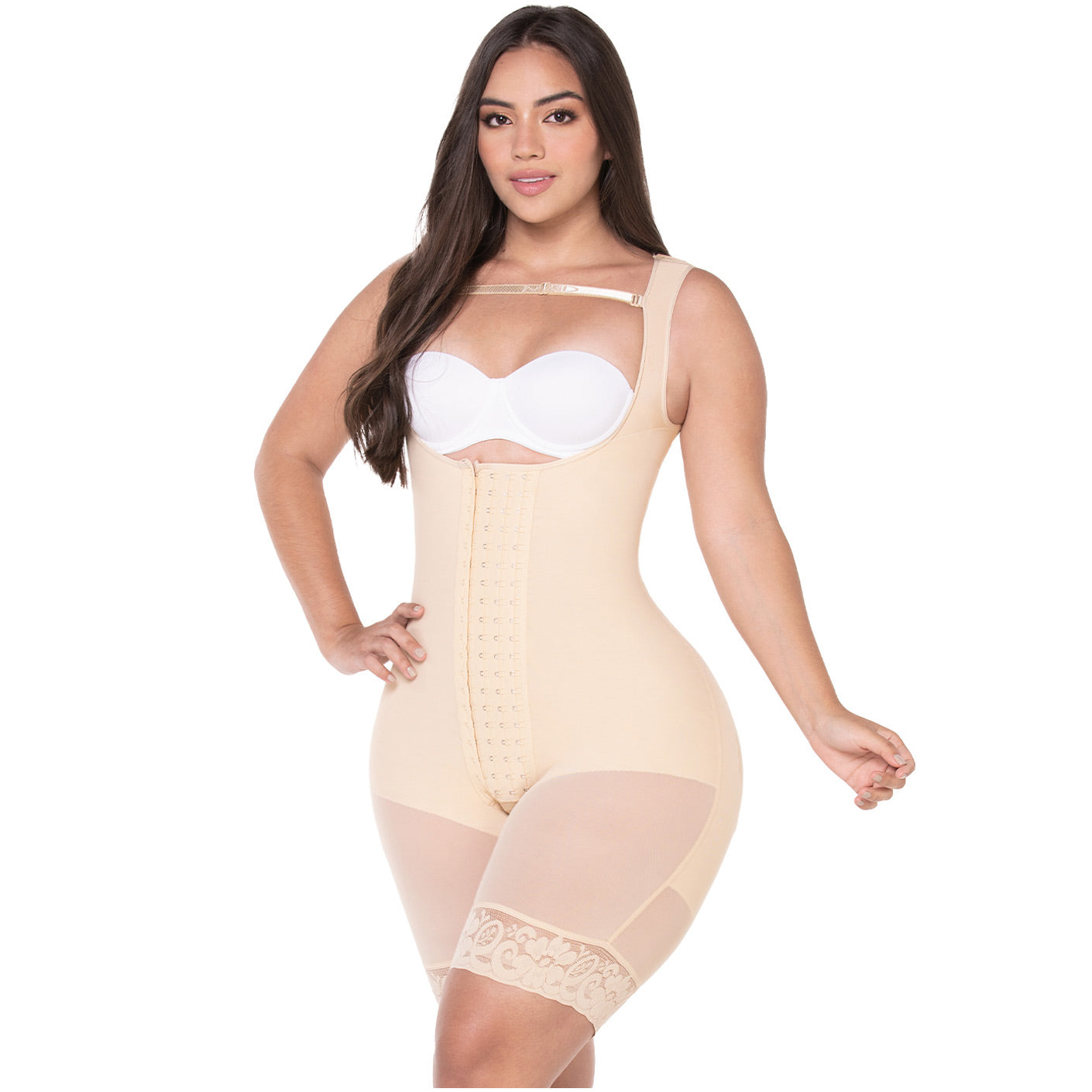 Fajas MYD 0485 Women Post Surgery Mid Thigh Shapewear Bodysuit for Guitar and Hourglass Body Types
