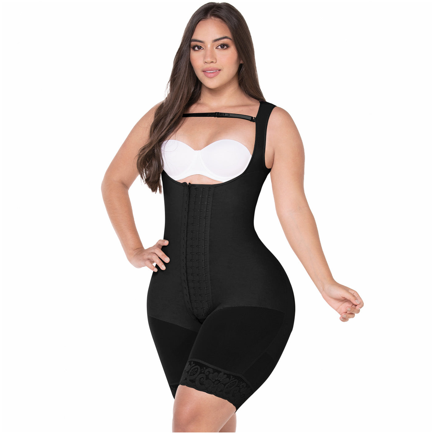 Fajas MYD 0485 Women Post Surgery Mid Thigh Shapewear Bodysuit for Guitar and Hourglass Body Types