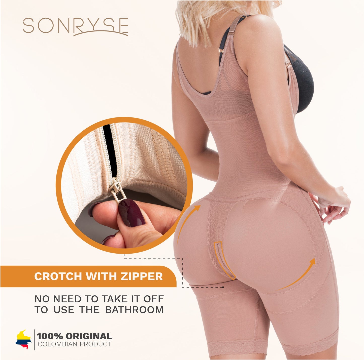 SONRYSE 048BF Post Surgery Open Bust Shapewear Compression Garment Mid Thigh Girdle For Post Surgery And Postpartum
