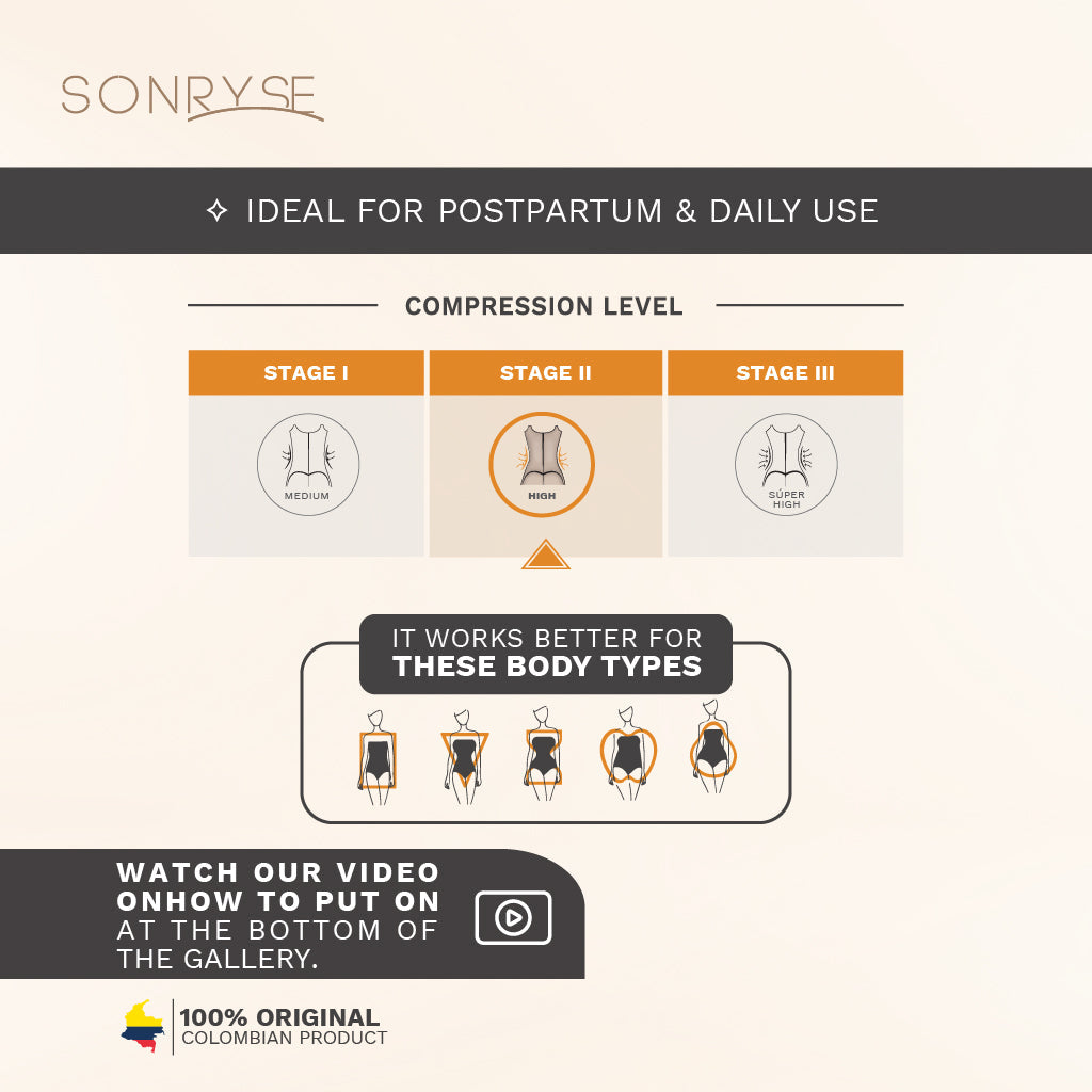 SONRYSE 050 Postpartum Stage 2 Lipo Compression Garment Open Bust & Tummy Tuck Shapewear