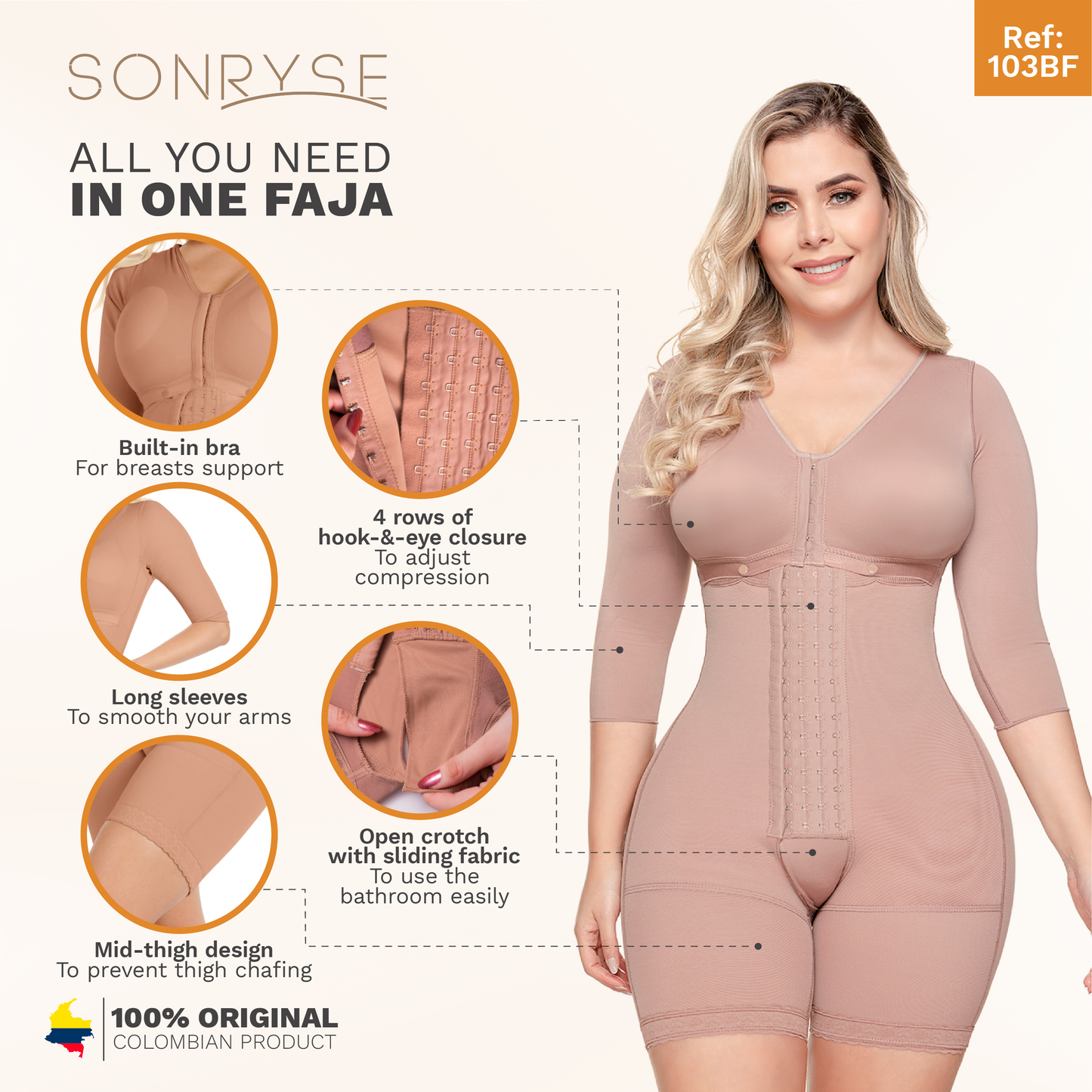 SONRYSE 103BF After Surgery for Women with Built-In Bra