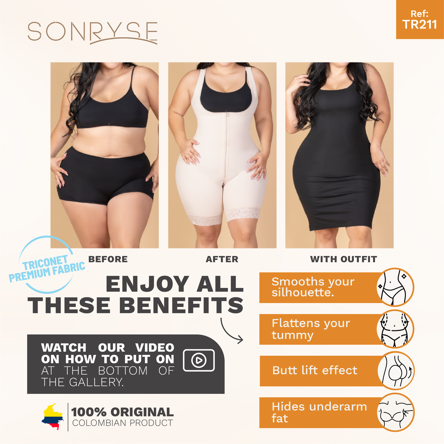 SONRYSE TR211 Post Surgery Body Shapers Open Bust Bodysuit