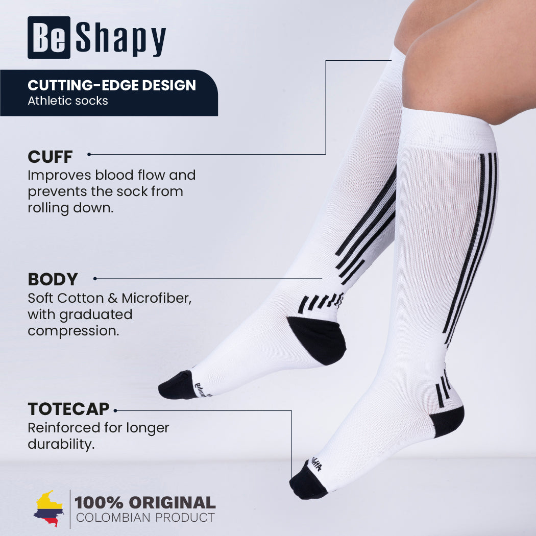 Be Shapy Socks 2 Pack Sports Compression Unisex Athletic Knee High Socks