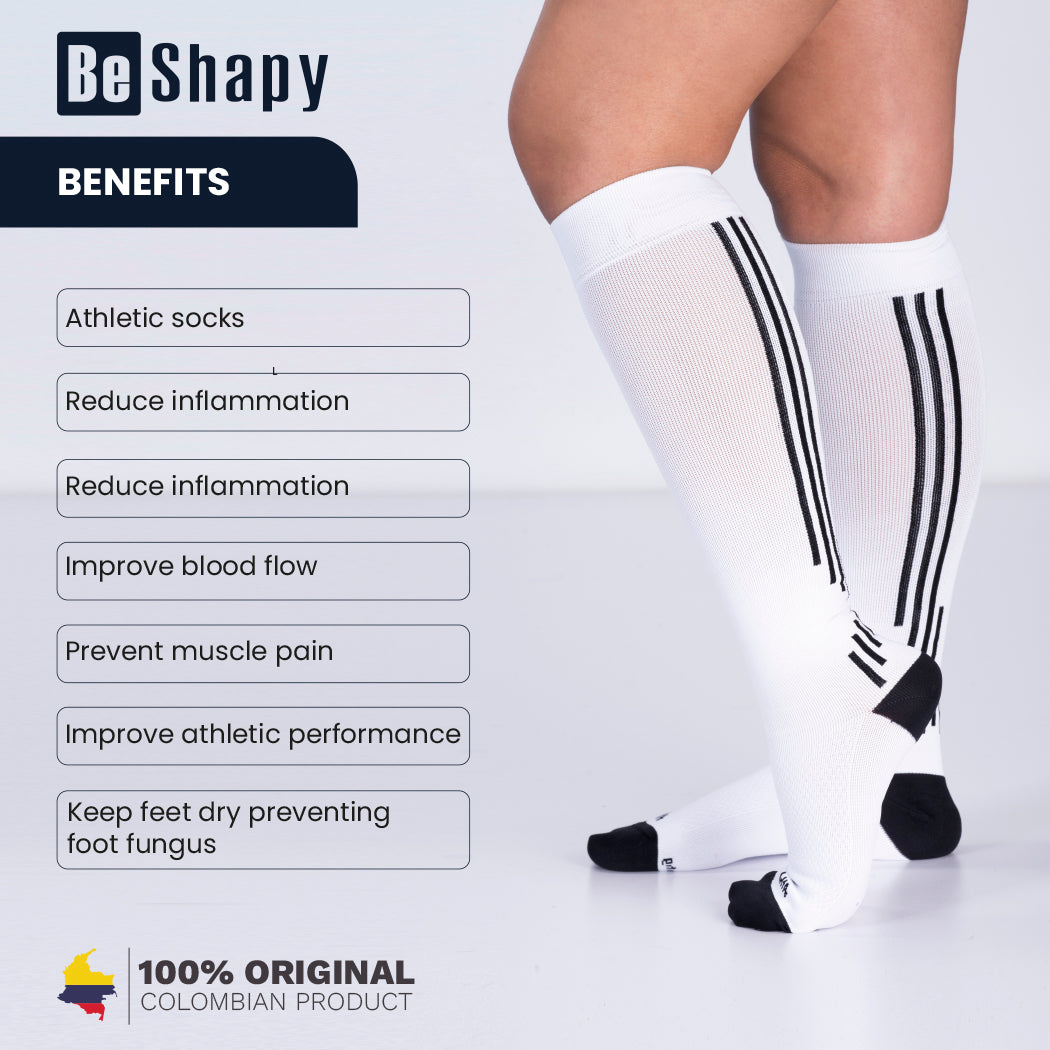 Be Shapy Socks 2 Pack Sports Compression Unisex Athletic Knee High Socks