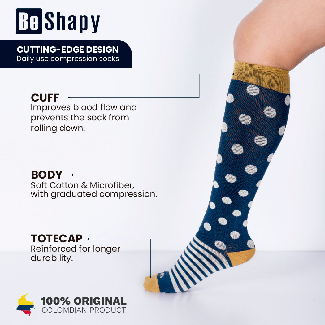 Be Shapy 2 Pack High Knee Compression Colorful Socks