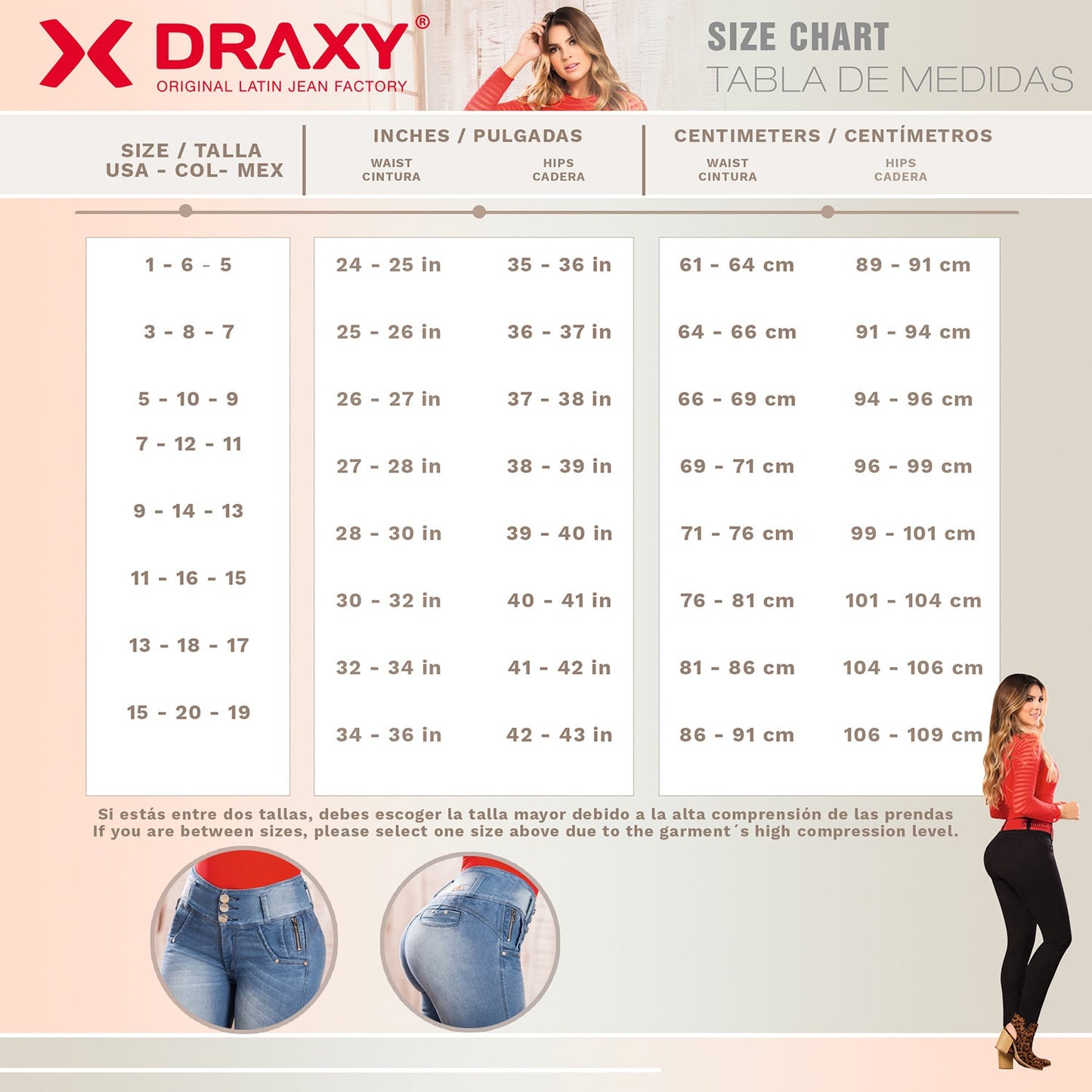DRAXY 1317 Colombian Skinny Wide Waistband Denim Butt lifter Jeans - Pal Negocio