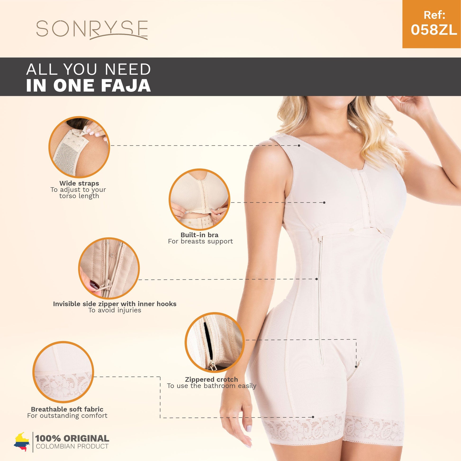 SONRYSE 058BF Postpartum Post Surgery Stage 2 Fajas Shapewear