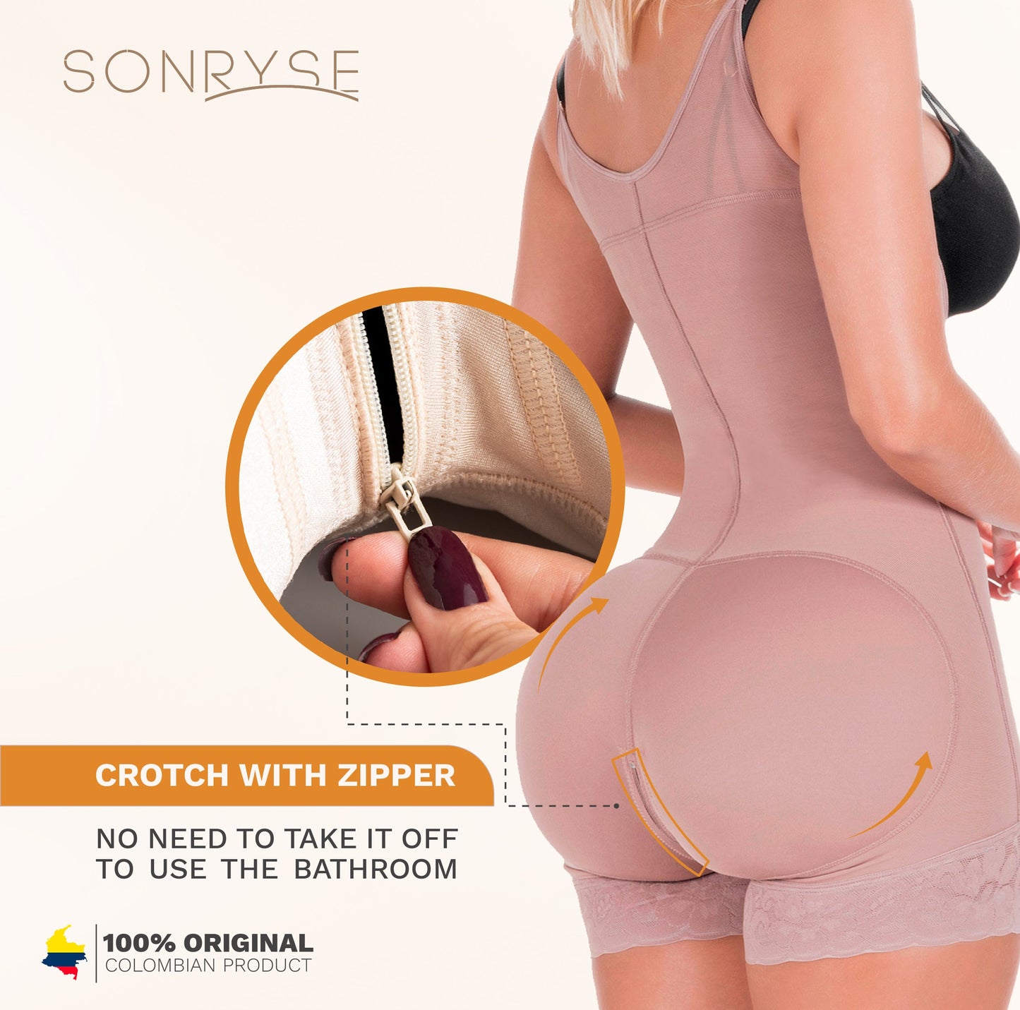 SONRYSE 068BF  Postpartum & Post Surgery Tummy Tuck Lipo Compression Garment Open Bust Short Shapewear Bodysuit
