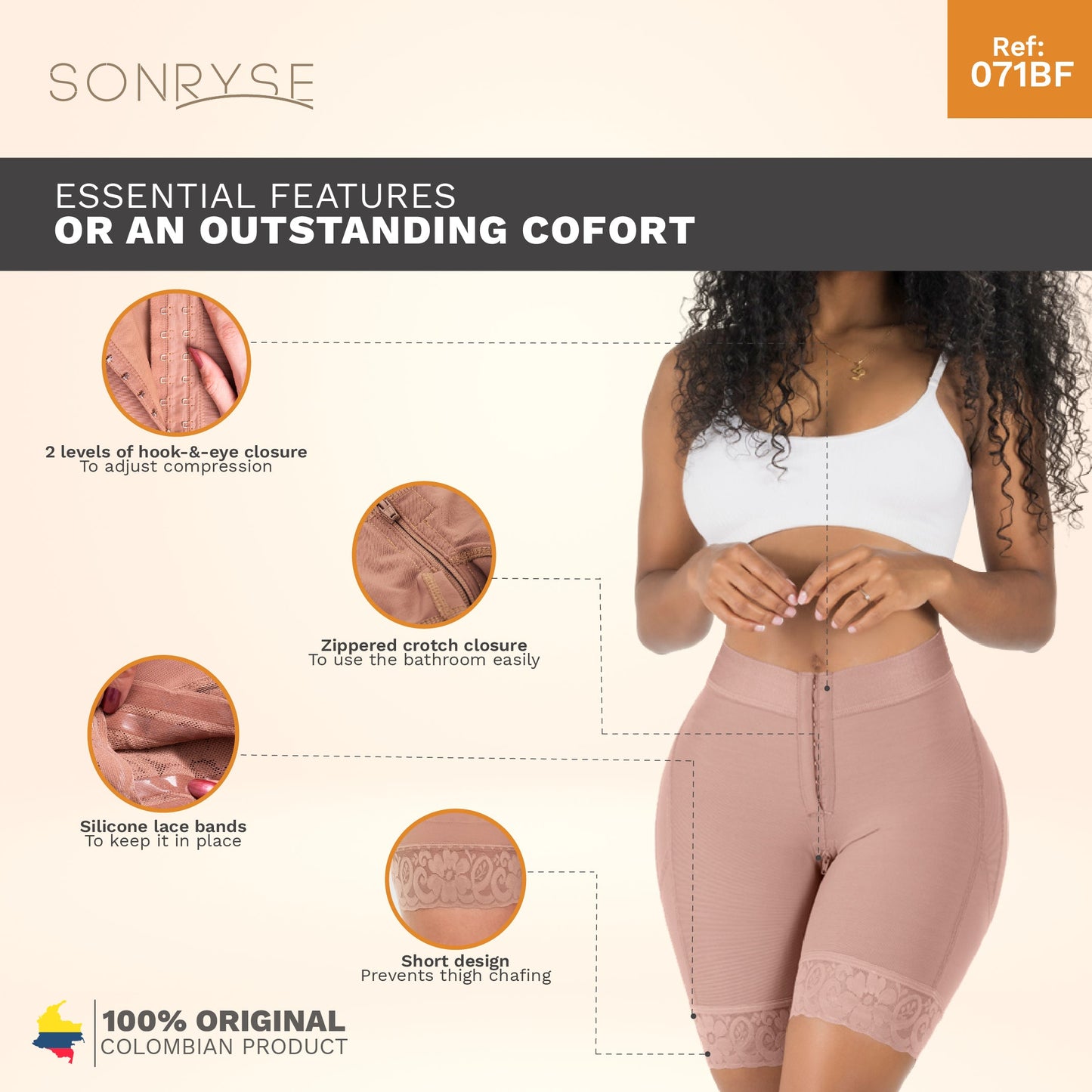 SONRYSE 071BF Butt Lifting Tummy Control Fajas Shorts For Daily Use
