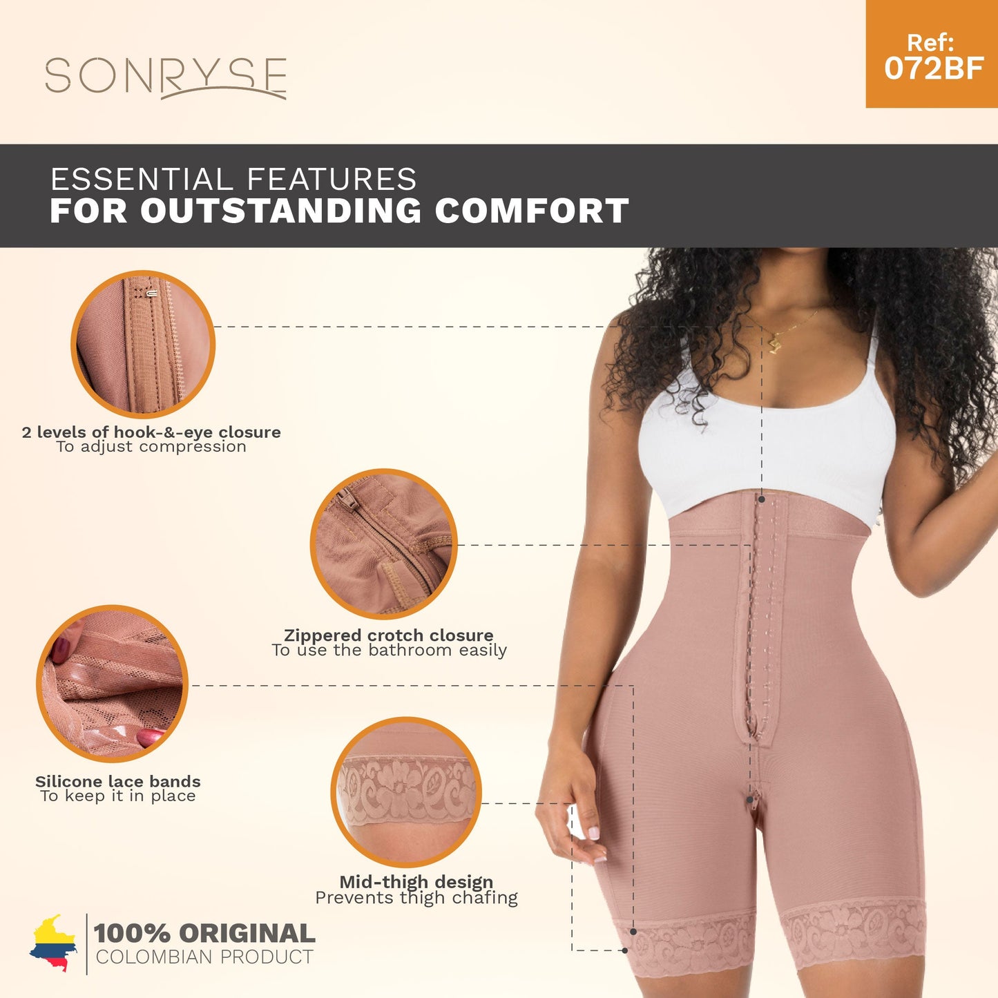 SONRYSE 072BF  Butt Lifting Tummy Control Shapewear Shorts 