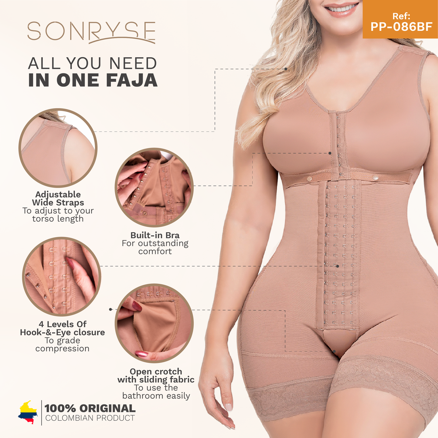 SONRYSE 086 Post Surgery,Postpartum Dress Night out Shapewear Bodysuit