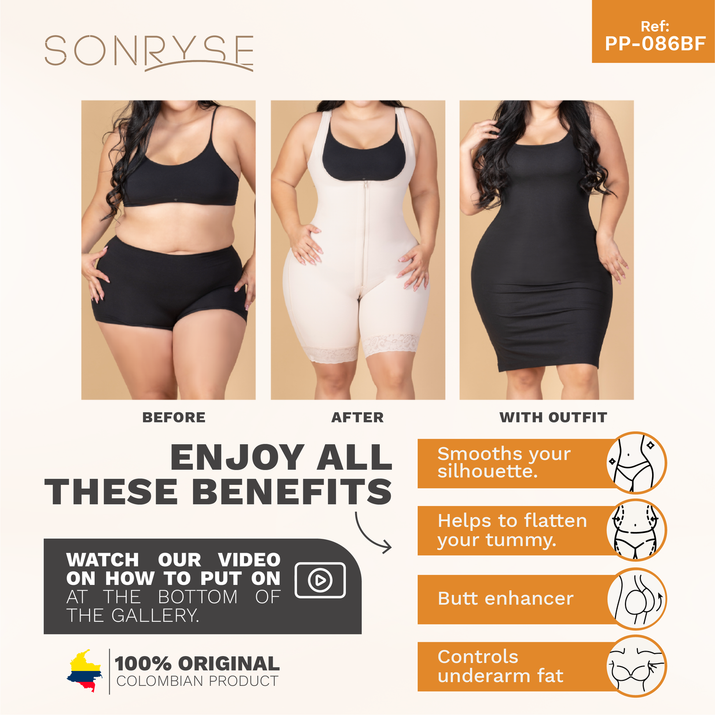 SONRYSE 086 Post Surgery,Postpartum Dress Night out Shapewear Bodysuit