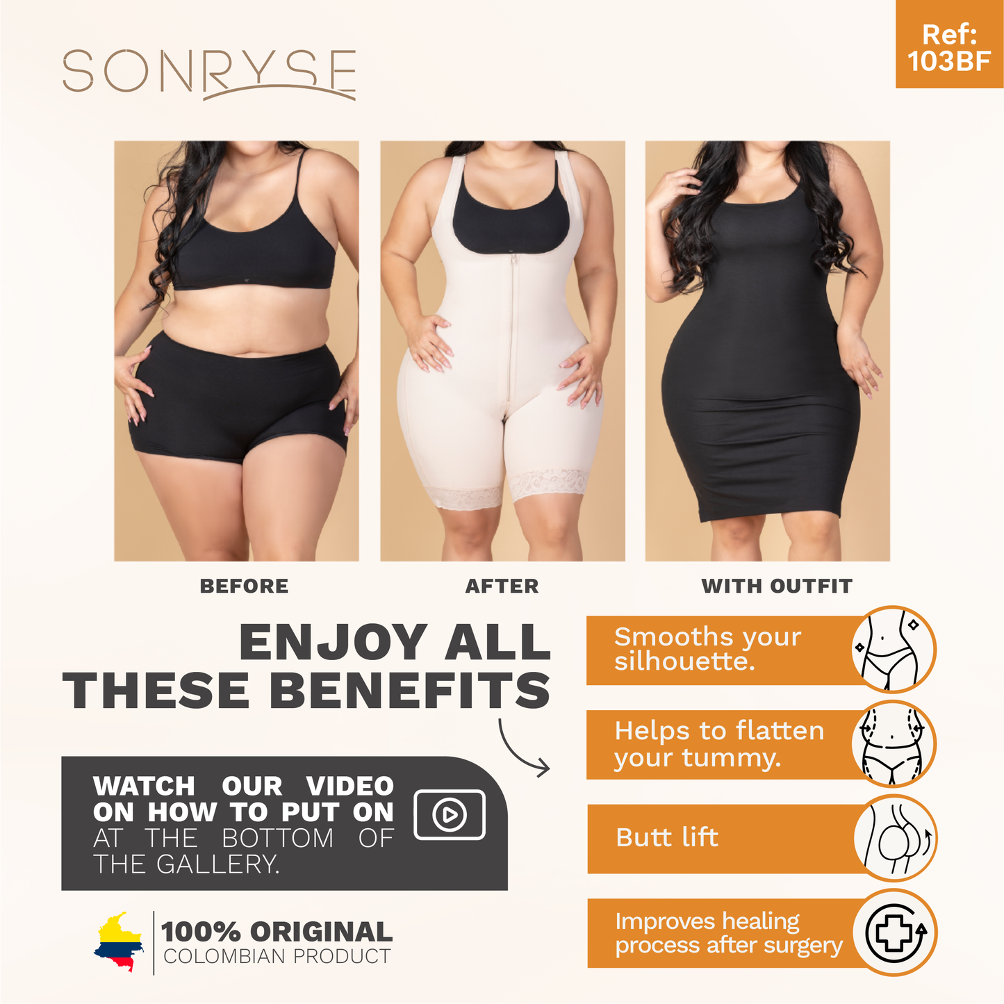 SONRYSE 103BF After Surgery for Women with Built-In Bra 