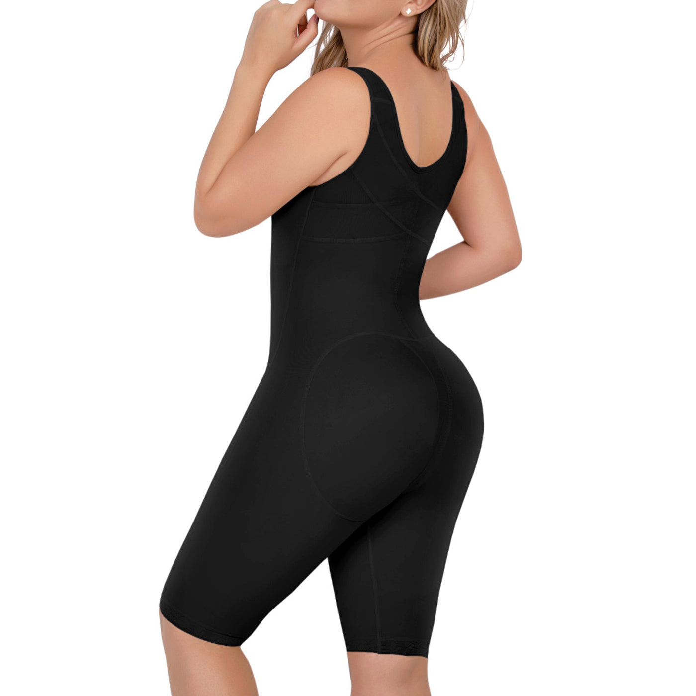 UpLady 6172 Tummy Control Butt Lifter Knee Length Bodysuit Open Bust Powernet